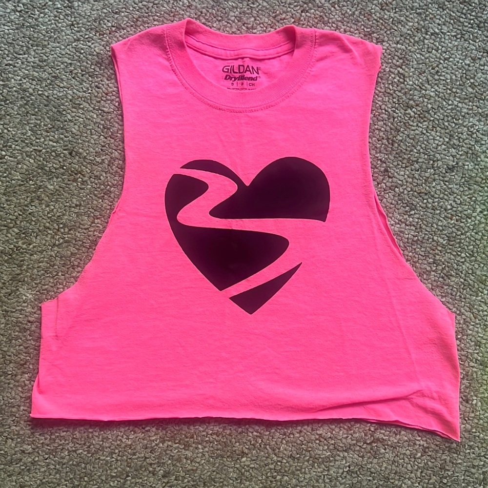 Neon pink crop top muscle tank beachbody